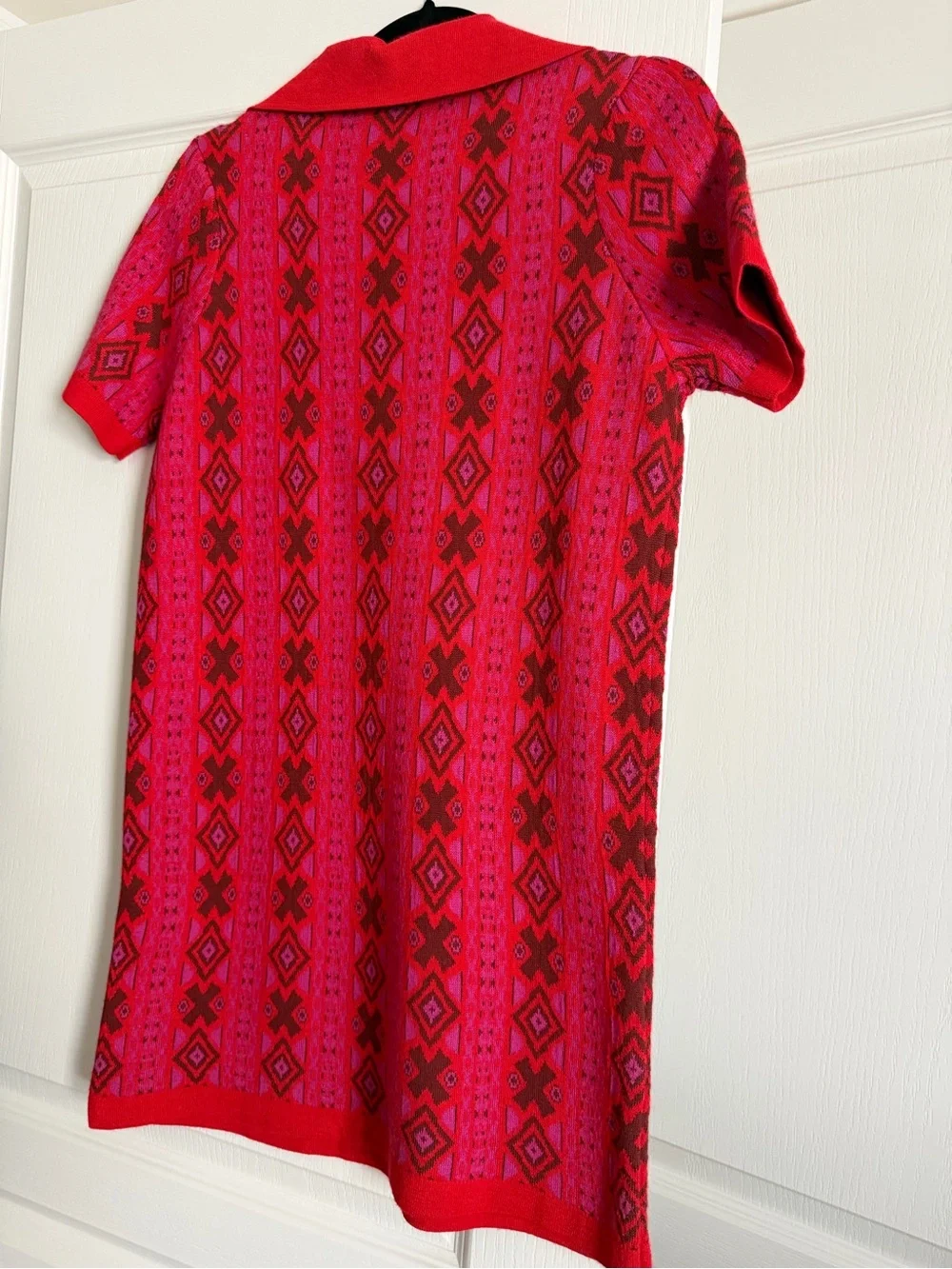 Free People Red & Pink Knit Polo Swim Cover-Up